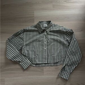 Sunday Best Plaid cropped Shirt - green and White